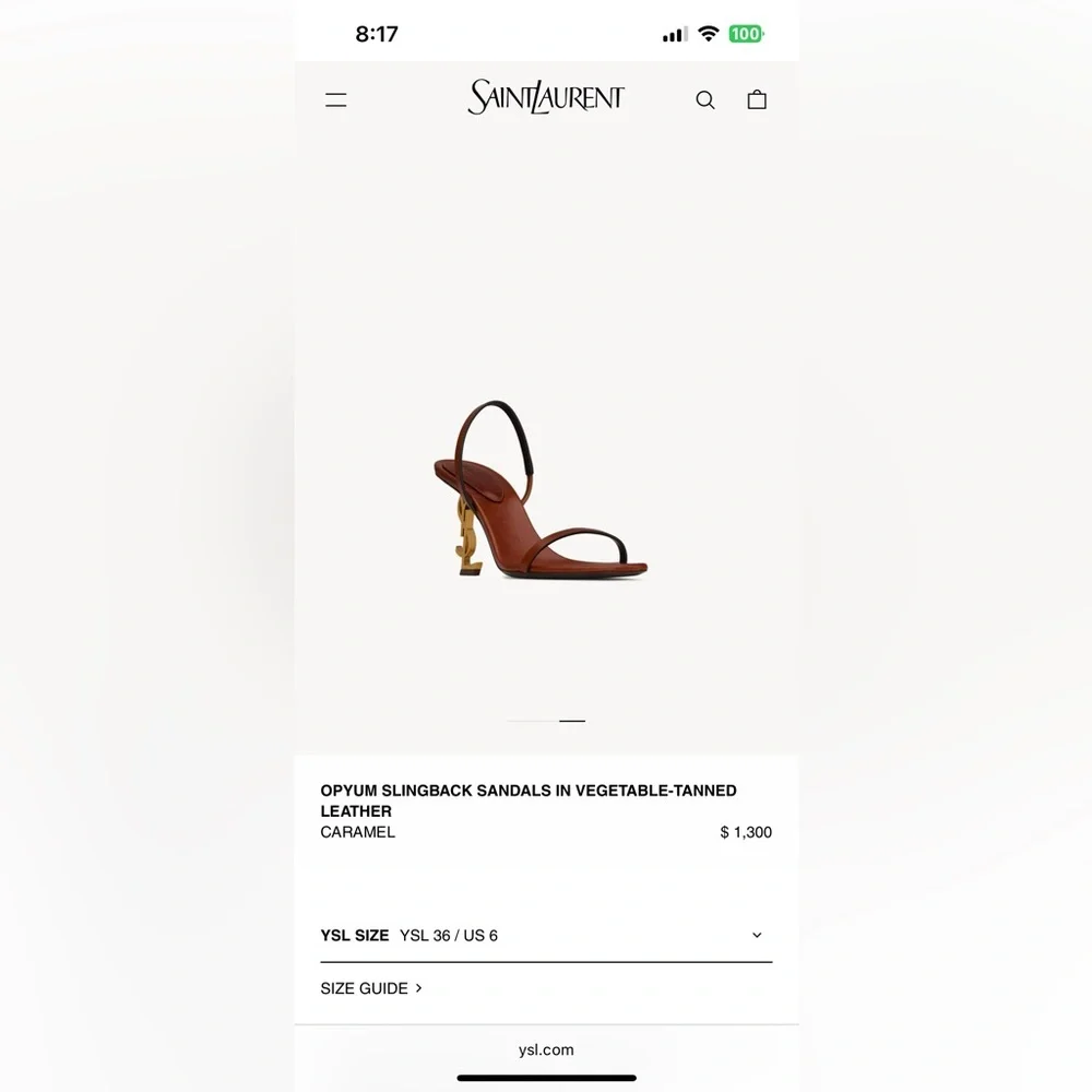 Saint Laurent
Opyum Leather YSL-Heel Slide Sandals - Picture 2 of 11